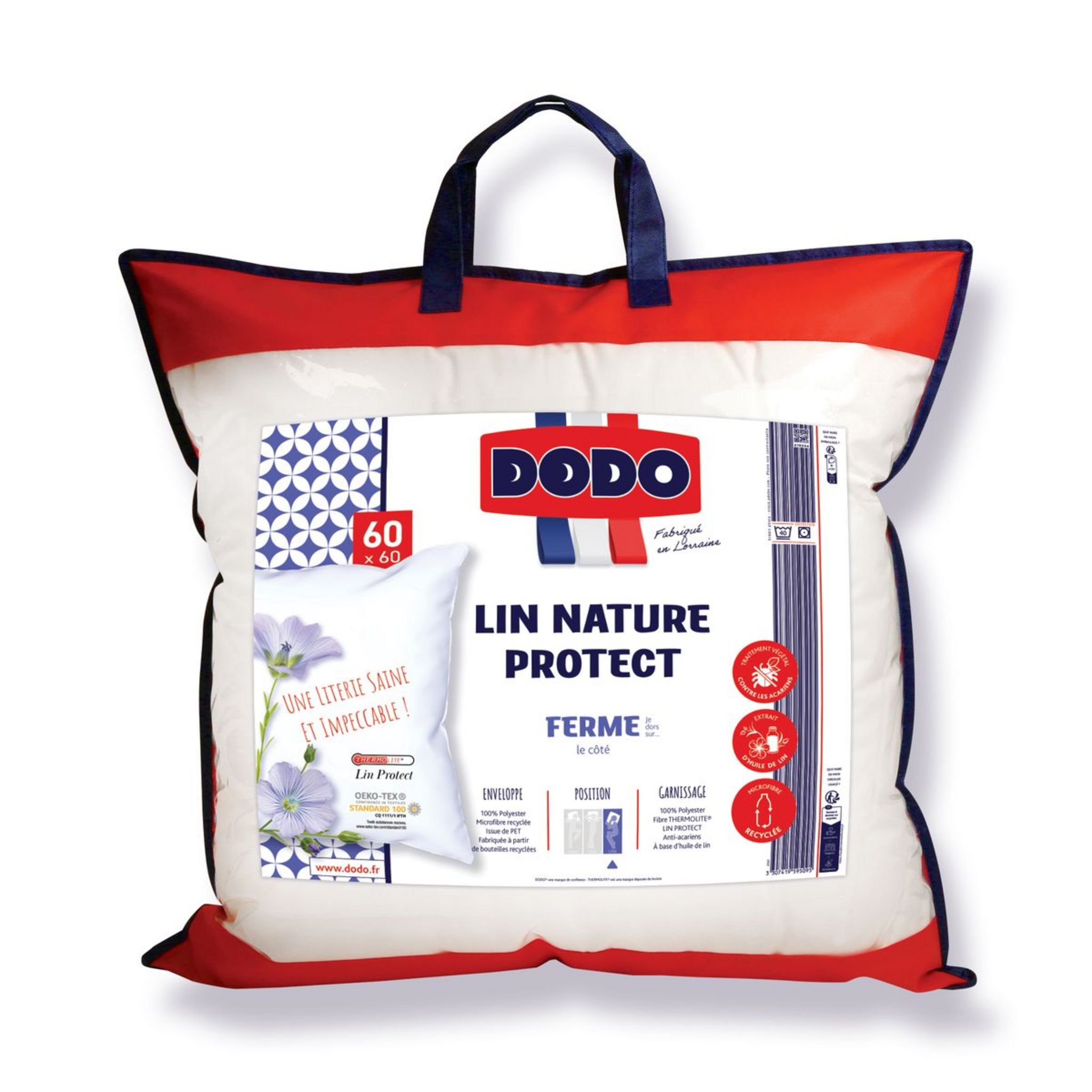 Dodo - oreiller 60x60 protection active anti-acariens ferme - Conforama