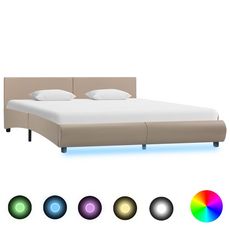 Cadre de lit avec LED Cappuccino Similicuir 180x200 cm
