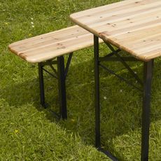 Table de jardin pique nique en bois + 2 bancs 