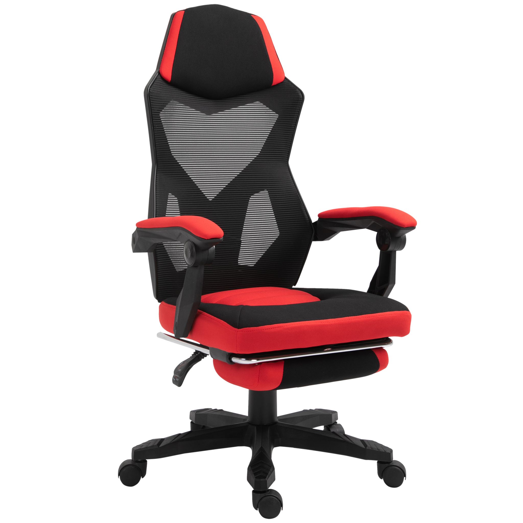 HOMCOM Fauteuil gaming inclinable pivotant avec repose-pied rétractable -  coussins lombaires, tétière inclus - revêtement synthétique rouge noir pas  cher 