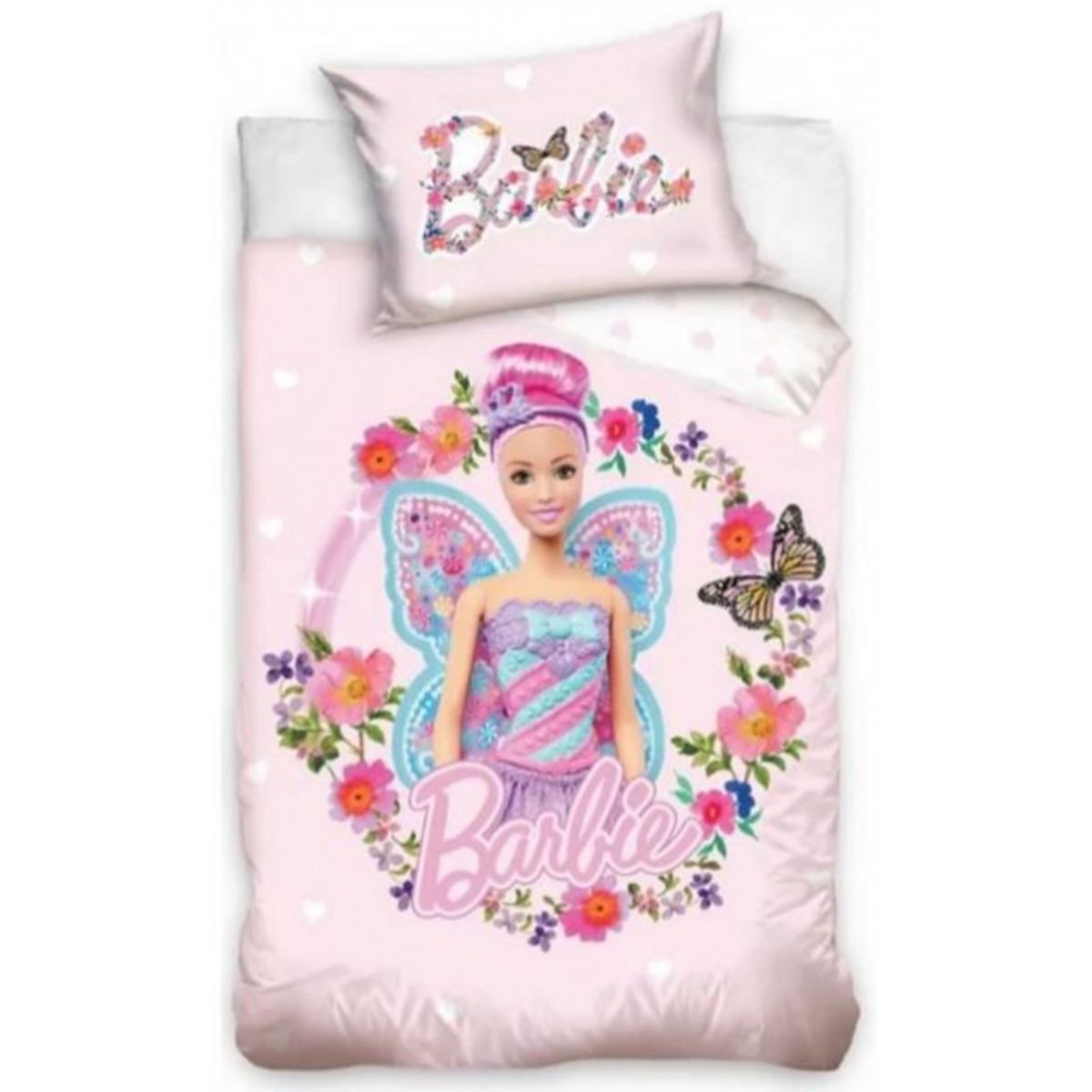 TAC Parure de lit Barbie Shine 1 personne, 100% Coton, 3 Pcs ( Housse de Couette  160x220 cm + Drap Plat + Taie D'oreiller ) - Cdiscount Maison
