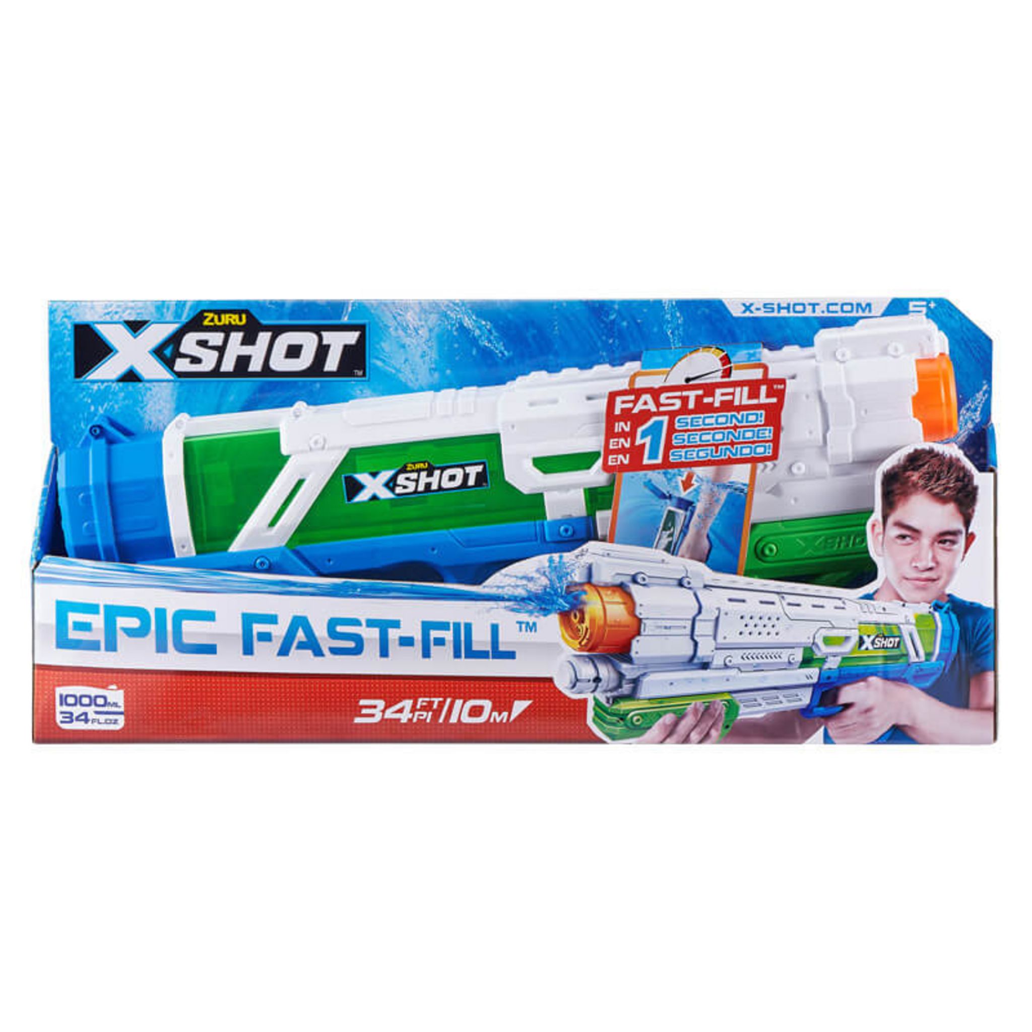 Pistolet à eau ZURU X-Shot Epic Fast-Fill, jouet d'eau d'été pour