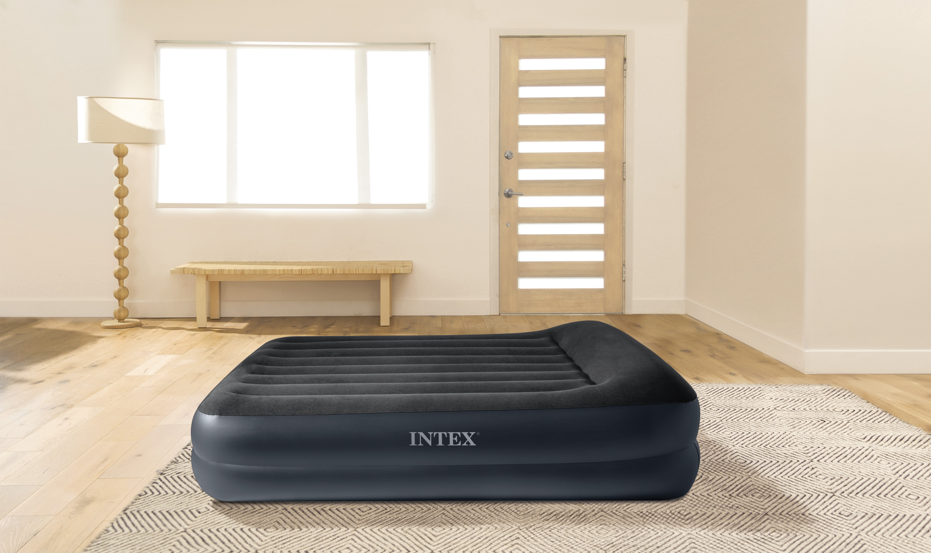 Двуспальная надувная кровать Pillow rest Bed Fiber-Tech, Intex - 64124