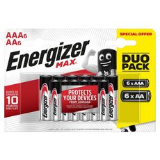 Energizer Piles alcalines lot 6 AA + 6 AAA 6 pièces