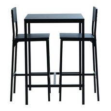 Set 1 table carrée + 2 chaises hautes L60 x P 60 x H87 cm BOOM (Noir)