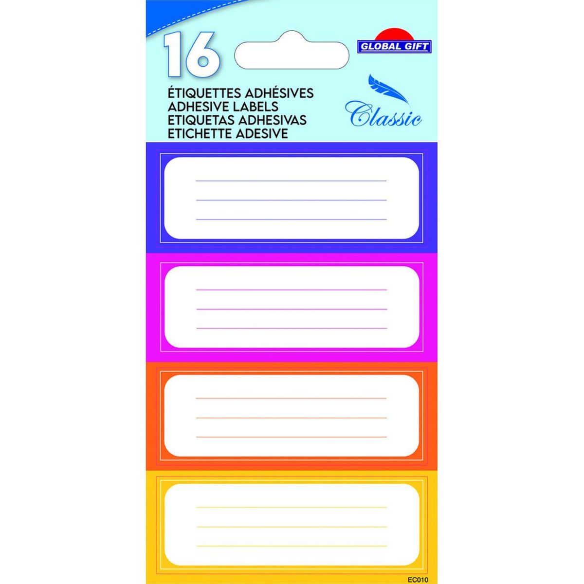 Youdoit 16 étiquettes adhésives scolaires - Rectangles bloc couleurs chaudes