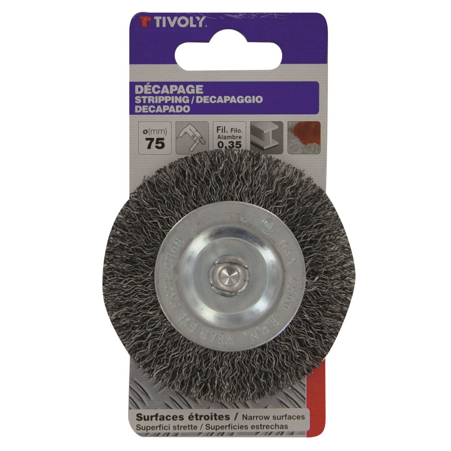 Brosse en acier pour perceuse - 75 mm - Brosse pour perceuse en