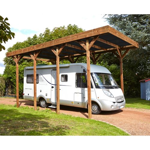 Carport bois spécial camping car BESSONCOURT toit plat 28,63 m²