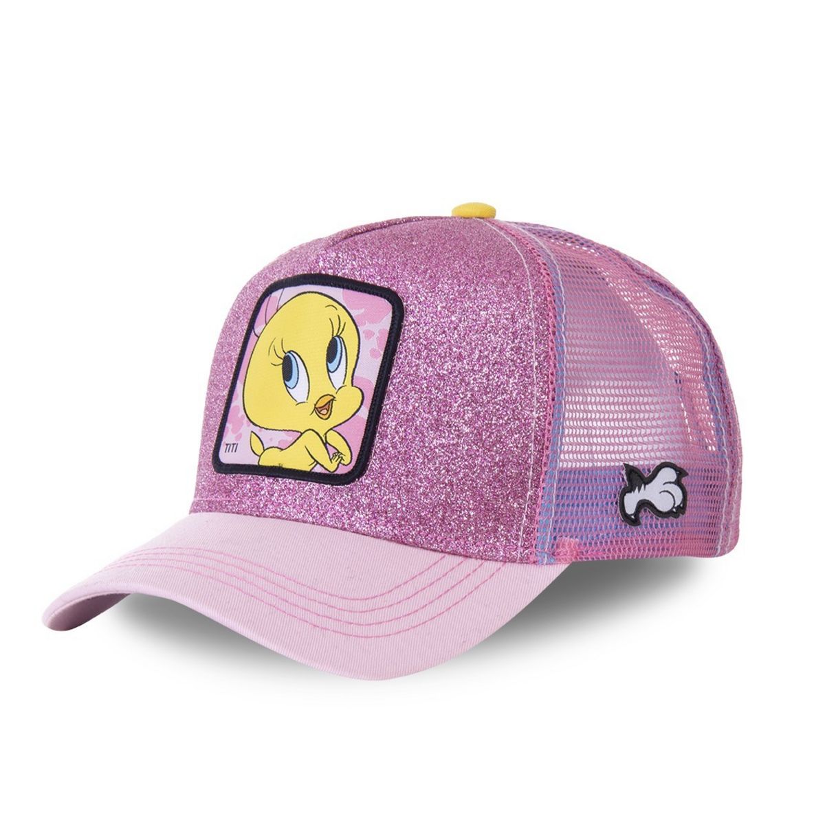 CAPSLAB Casquette Capslab trucker Looney Tunes Tweety rose pailleté pas cher à prix Auchan