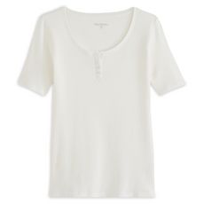 IN EXTENSO T-shirt manches courtes col tunisien blanc femme (blanc)