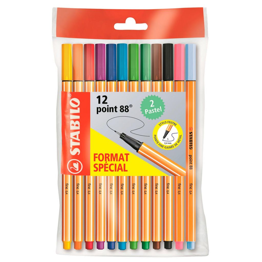 STABILO Lot de 25 stylos-feutres Fineliner point 88 (Dessin)