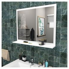 Miroir de  salle de bain 80x65 cm + tablette FARO (blanc)