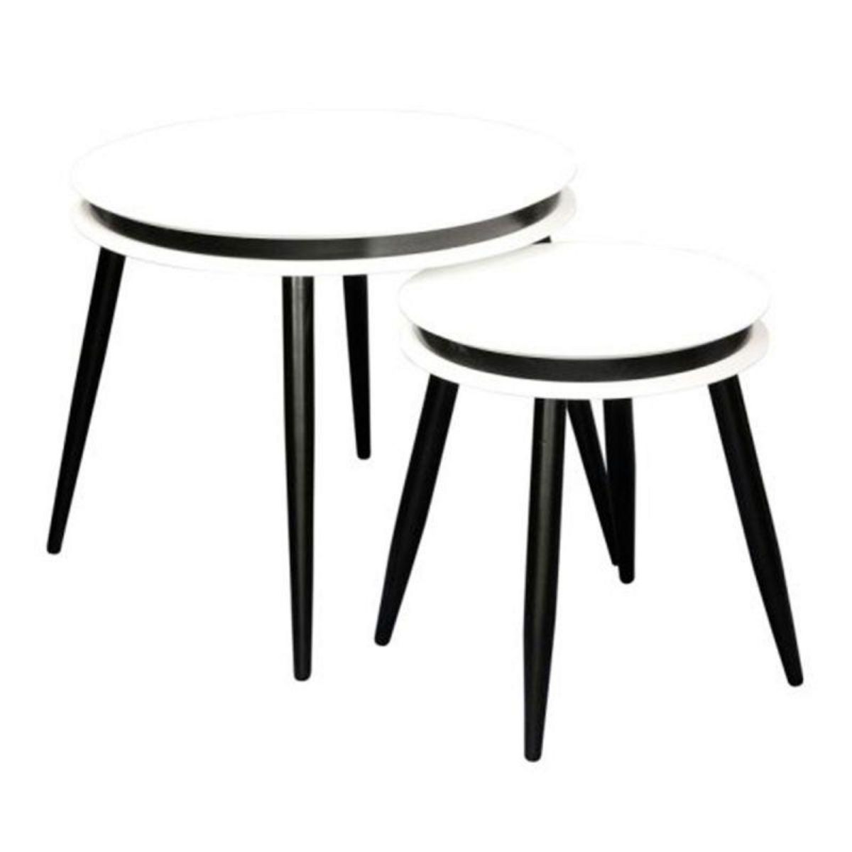 Paris Prix Lot de 2 Tables d'Appoint  Suri  60cm Blanc & Noir