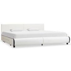 Cadre de lit avec tiroirs Blanc Similicuir 180 x 200 cm