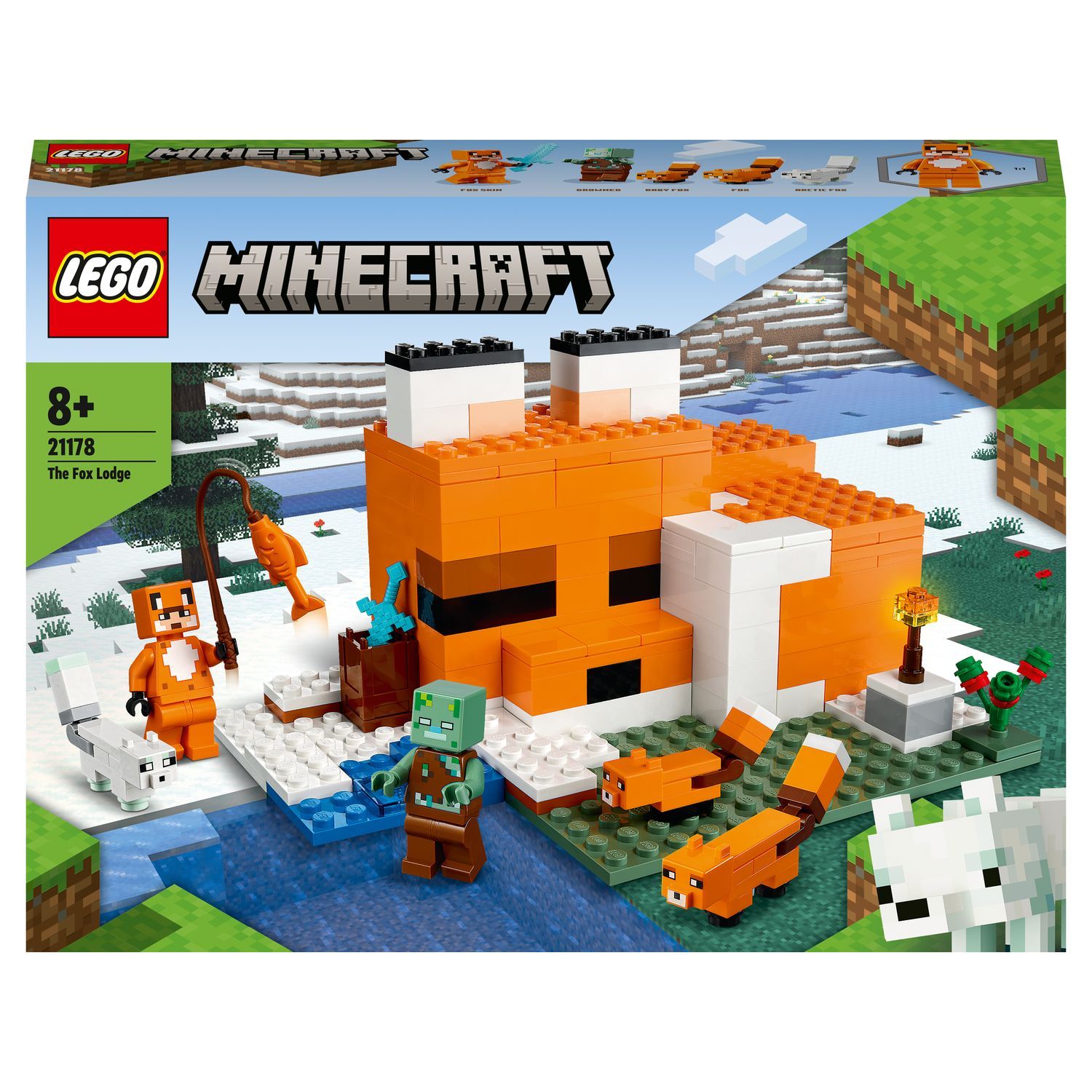 LEGO 21178 Minecraft Le Refuge du Renard, Jouet de Construction Maison,  Enfants des 8 Ans, Set avec Figurines Zombie, Animaux - Cdiscount Jeux -  Jouets