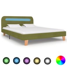 Cadre de lit avec LED Vert Tissu 140 x 200 cm