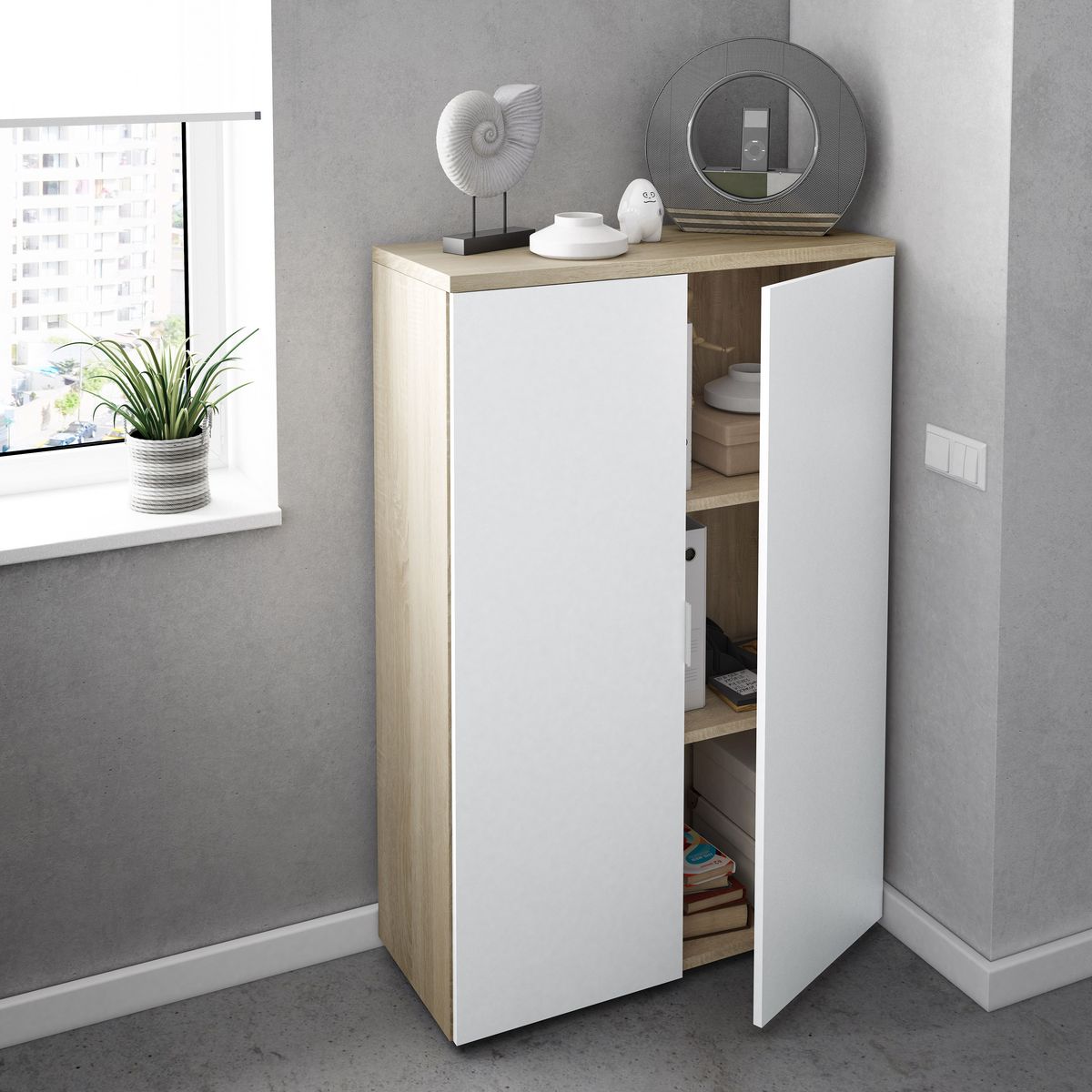 Armoire de rangement bureau 2portes OFFICIO pas cher 