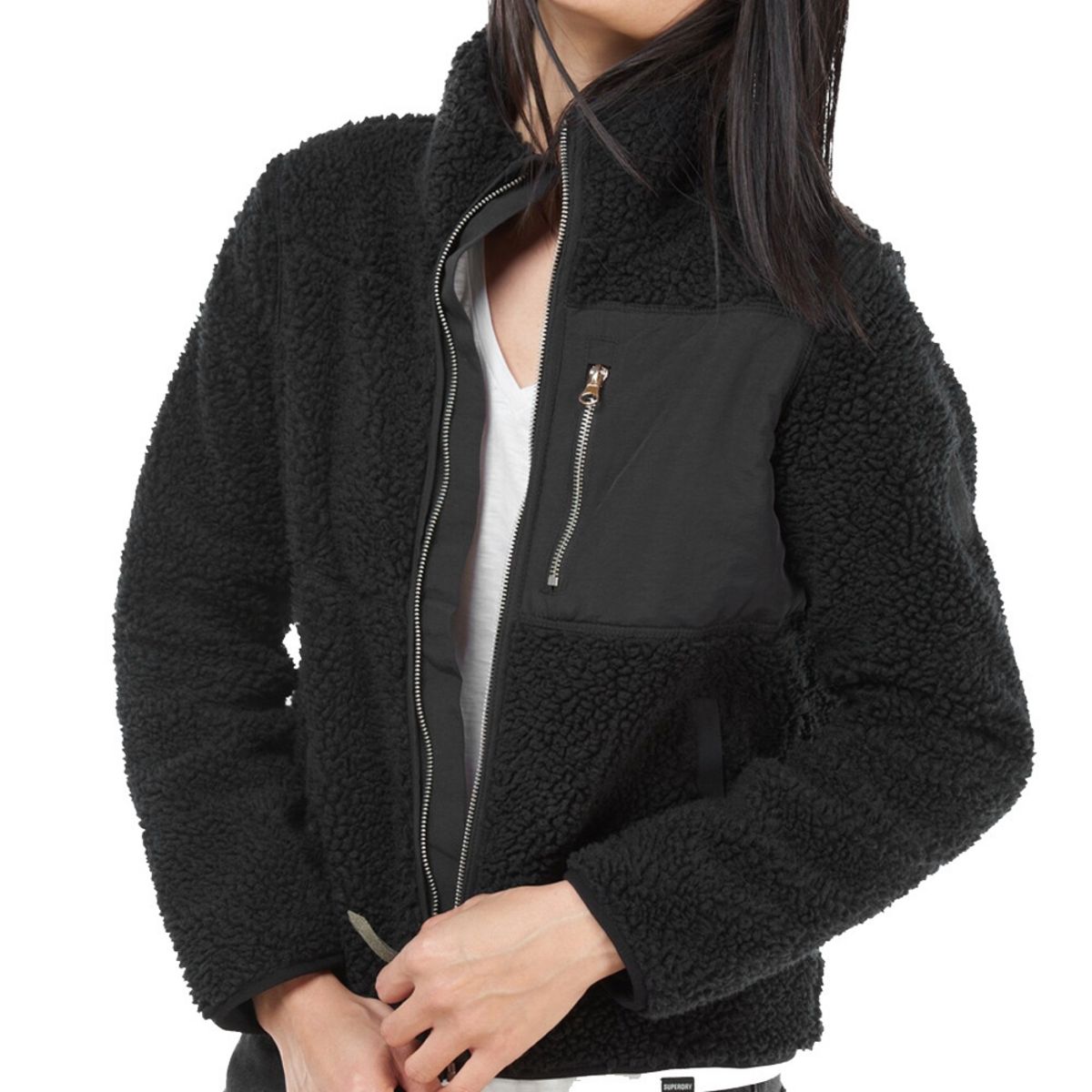 SUPERDRY Veste Noir sherpa Femme Superdry Storm Borg pas cher