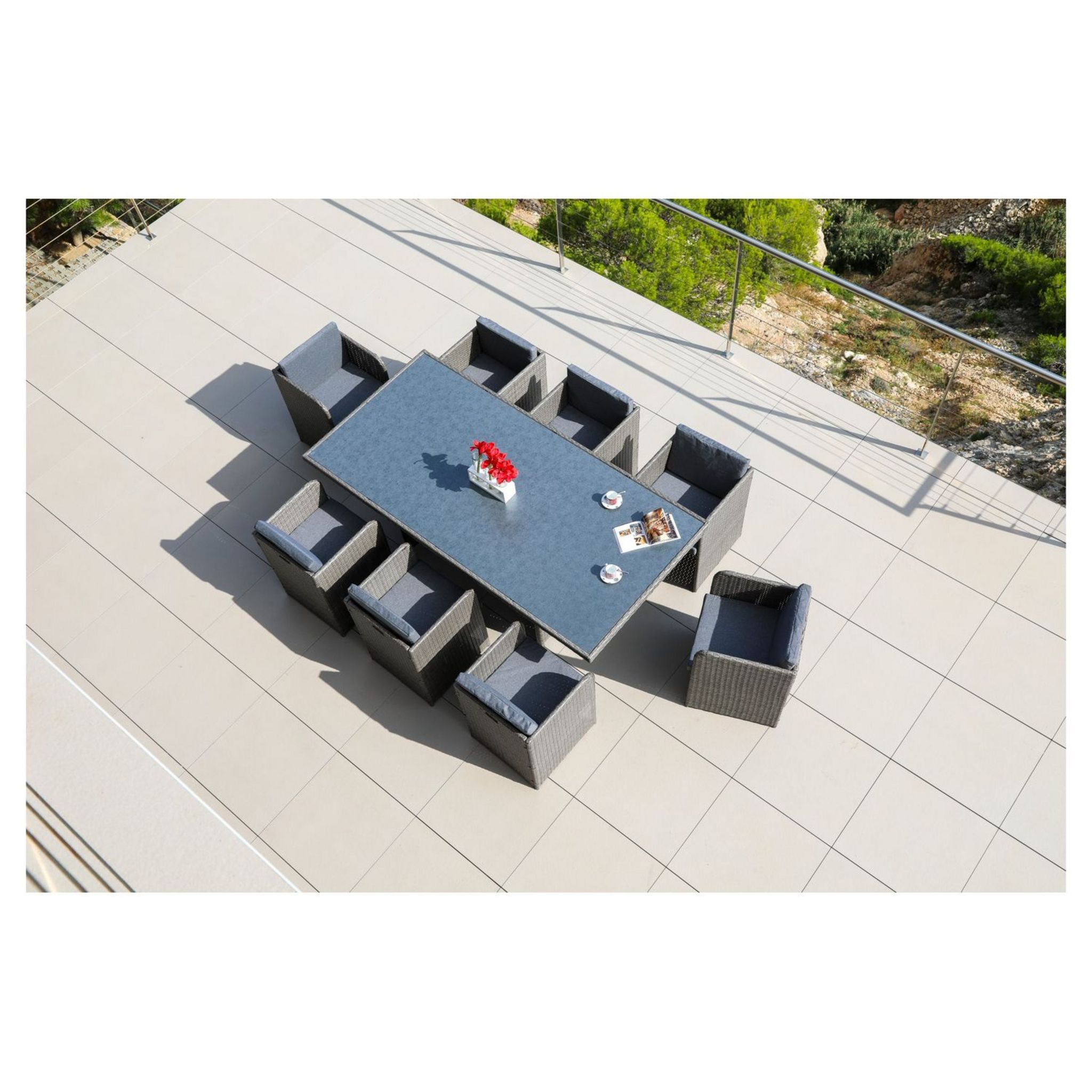 Salon de jardin gris anthracite 6 personnes URANO pas cher 