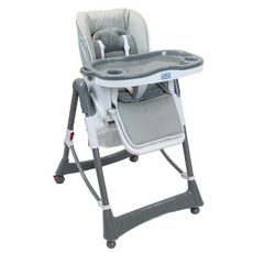 Chaise haute bébé pliable réglable hauteur dossier tablette (Gris)