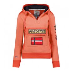 Sweat à capuche Corail Femme Geographical Norway Gymclass (Orange)