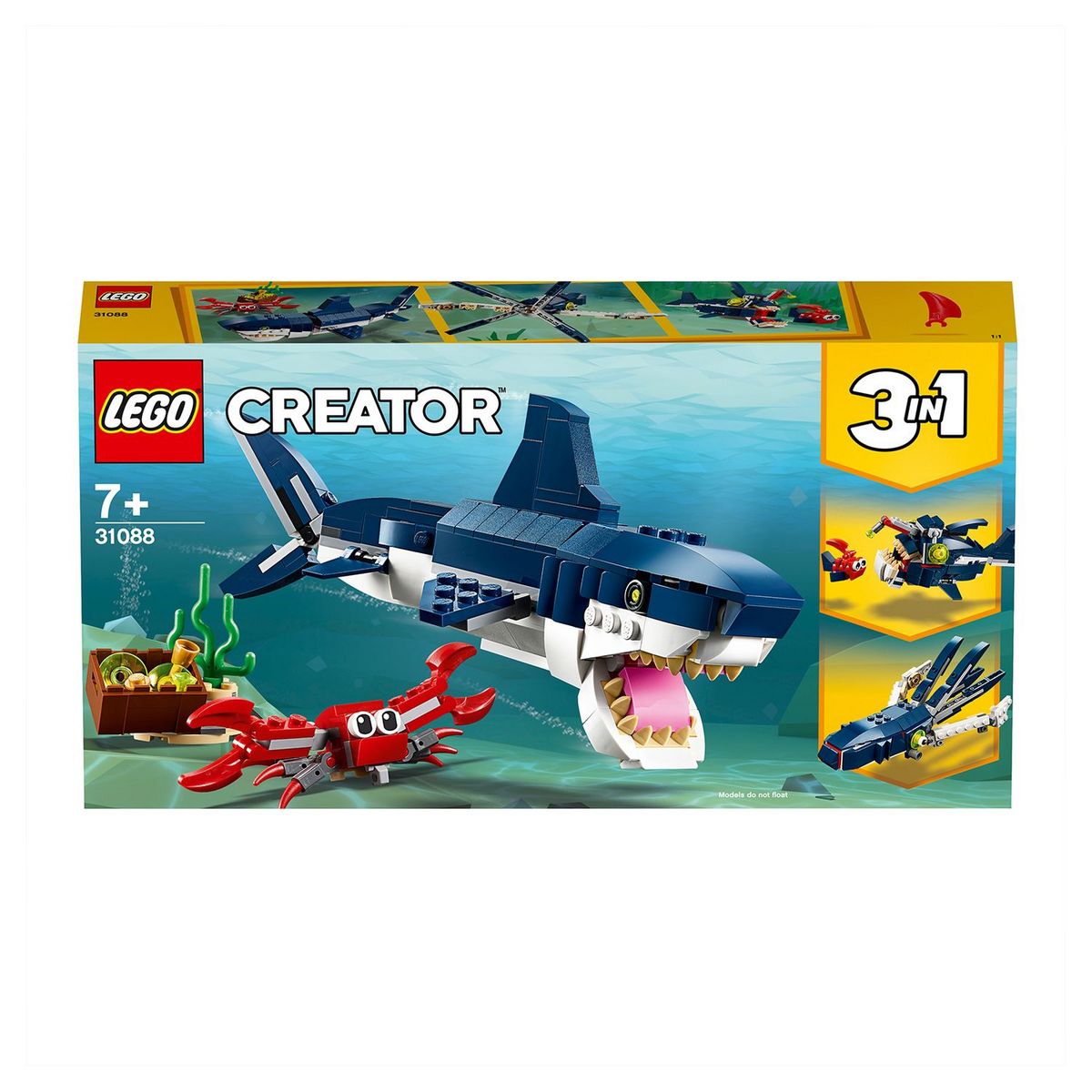LEGO Creator 31088 - Les créatures sous-marines 3 en 1, Jouet de Construction d'Animaux Marins pour Enfants dès 7 ans 