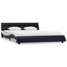 Cadre de lit avec LED Noir et blanc Similicuir 140x200 cm