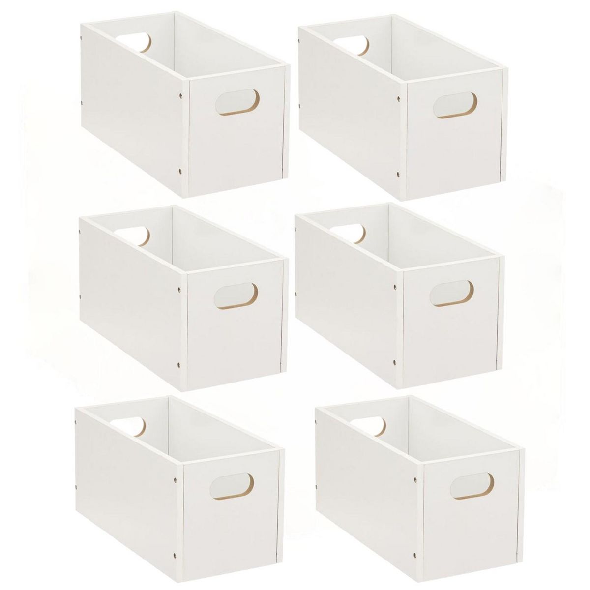 TOILINUX Lot de 6 Boîtes de rangement rectangulaire en MDF - L. 31 x H. 15 cm - Blanc