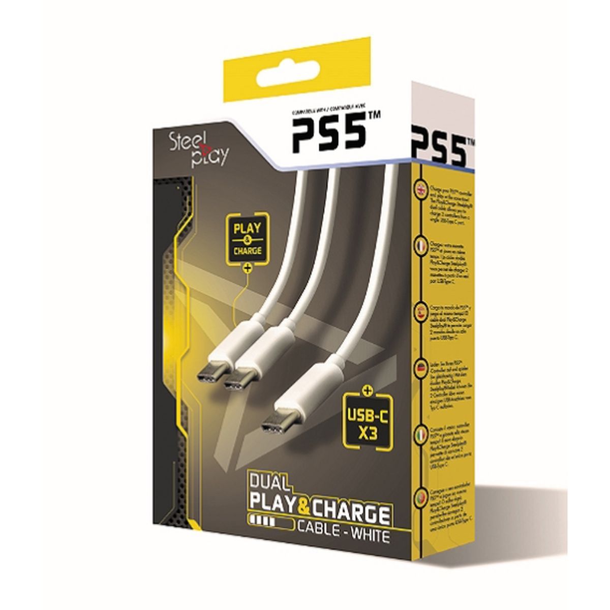 STEELPLAY Câble Dual Play & Charge Blanc PS5