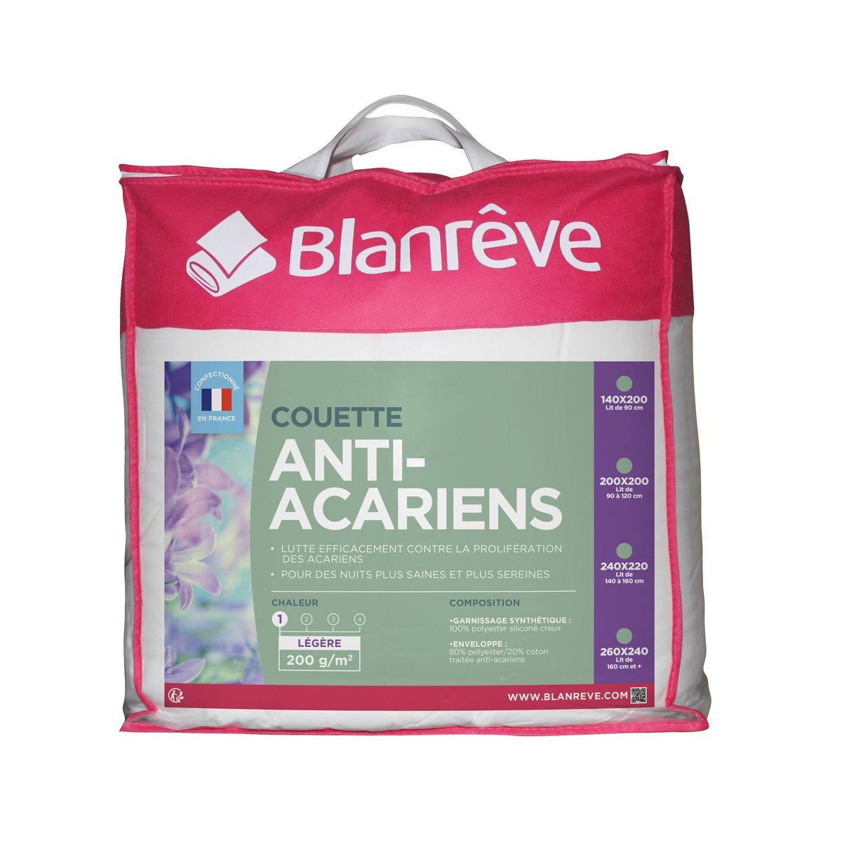 BLANREVE Couette légère en polycoton anti acariens  200 g/m²