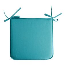 ACTUEL Galette de chaise plate unie en coton à nouettes (Bleu)
