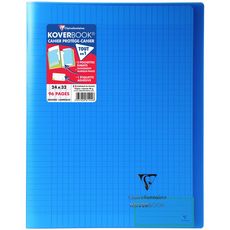 CLAIREFONTAINE Cahier piqué polypro Koverbook 24x32cm 96 pages grands carreaux Seyes bleu transparent