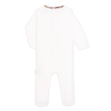 Petit Béguin Pyjama bébé en velours contenant du coton bio Crocus (Ecru)