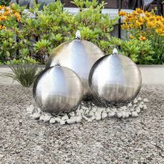 3 pcs Spheres de fontaine de jardin avec LED Acier inoxydable