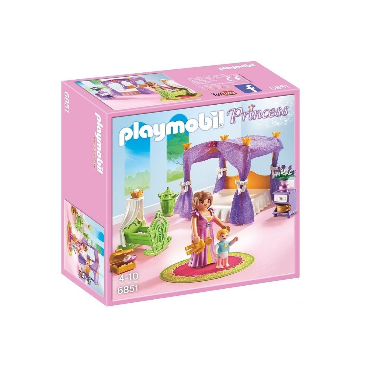 PLAYMOBIL 6851 - Princess - Chambre de la reine avec lit à baldaquin pas  cher 