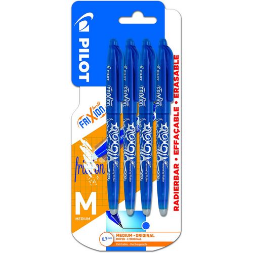 Lot de 4 stylos effaçables pointe moyenne bleu FriXion Ball