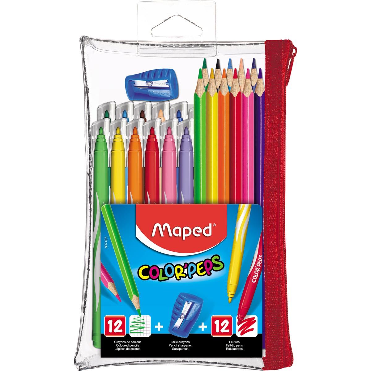 Maped Color'Peps - Trousse garnie à colorier - comprend 12 feutres et 12  crayons de couleur Pas Cher