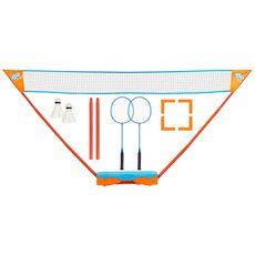 Ensemble jeu de badminton Get & Go Bleu et Orange 2 raquettes 2 volants LED 