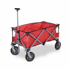 Chariot de jardin pliable. grande capacité. chariot de plage 90x49x58cm rouge. transport et rangement facile