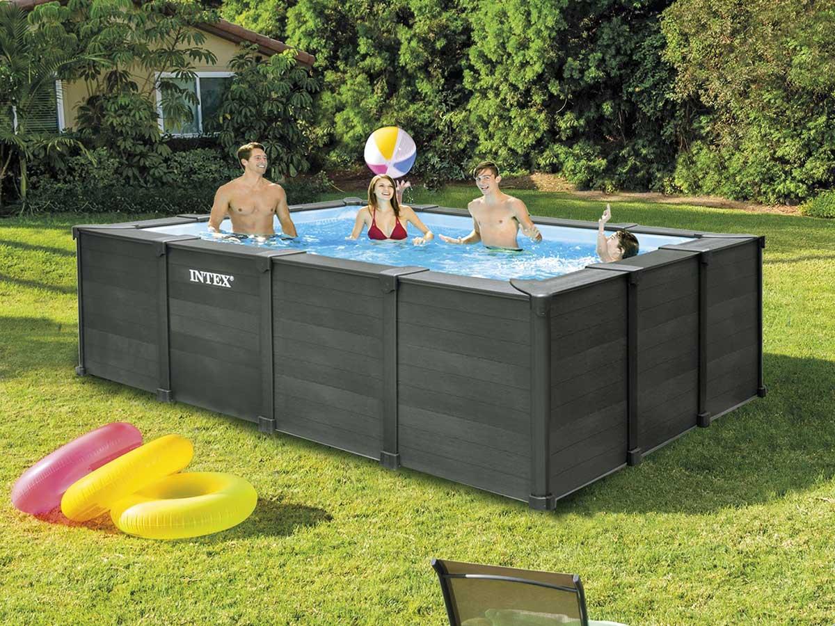 INTEX Piscine tubulaire Graphite rectangulaire 4,00 x 3,00 x 1,24 m - Intex  pas cher 