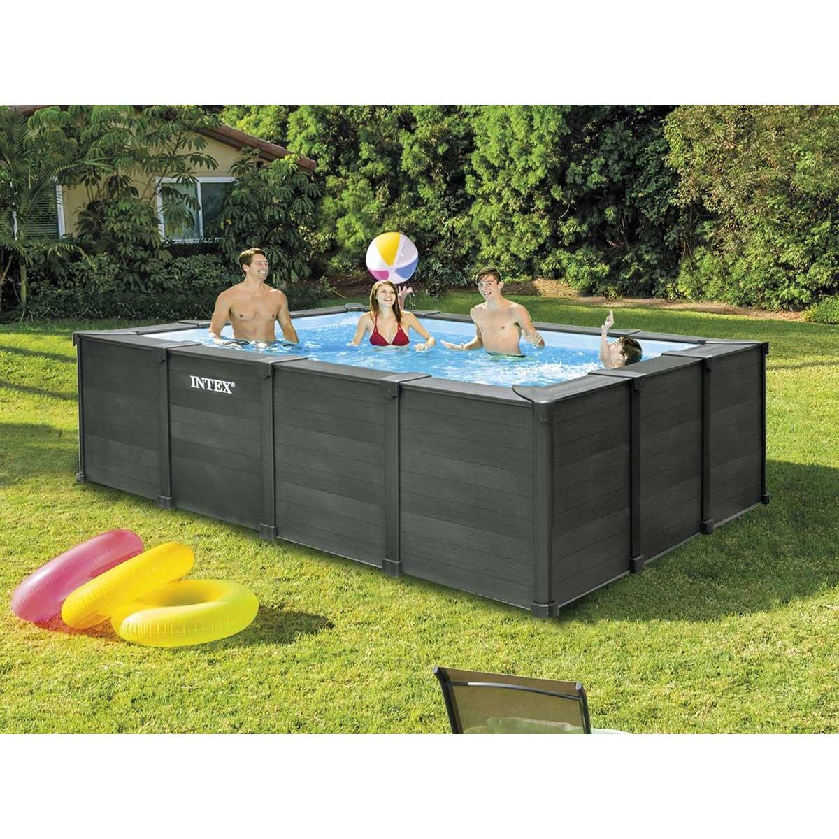 Piscine tubulaire Graphite rectangulaire 4,00 x 3,00 x 1,24 m - Intex