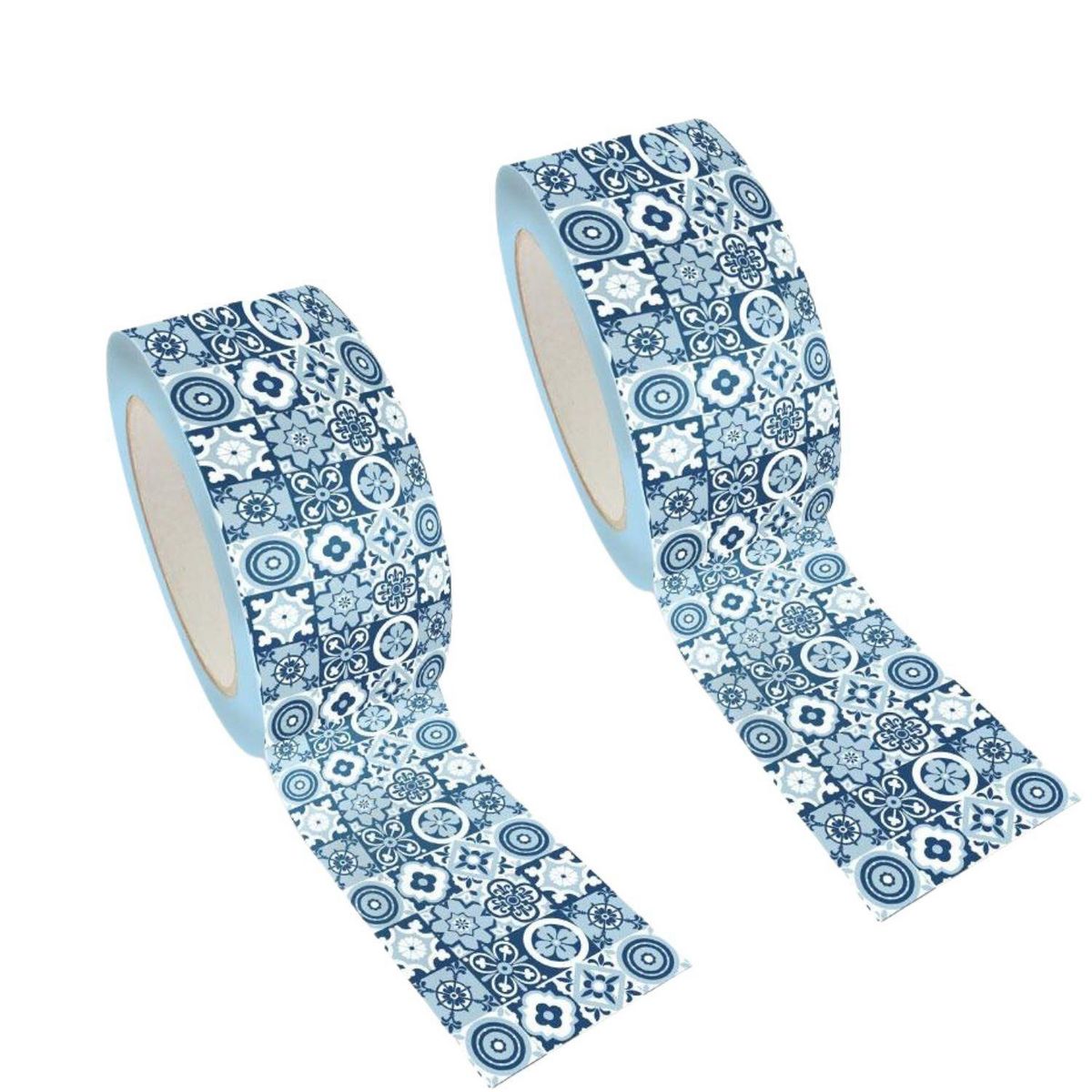 Graine créative 2 masking tapes XL bleu 4,8 cm x 8 m - Carrelage