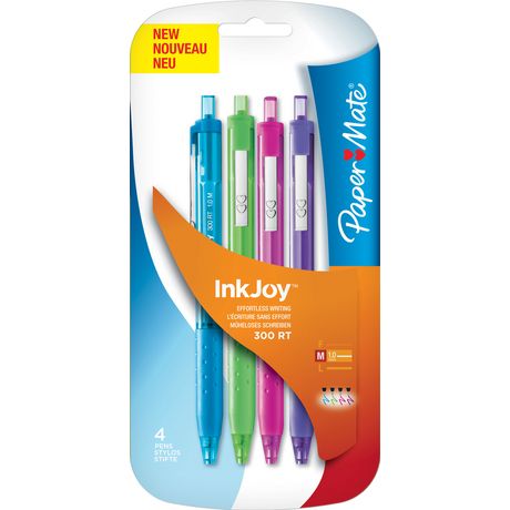 PAPERMATE Lot de 3 stylos 4 couleurs pointe moyenne - assortiment classique  et fantaisie pas cher 