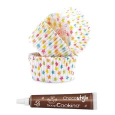 SCRAPCOOKING Stylo chocolat + Caissettes pour cupcakes Etoiles