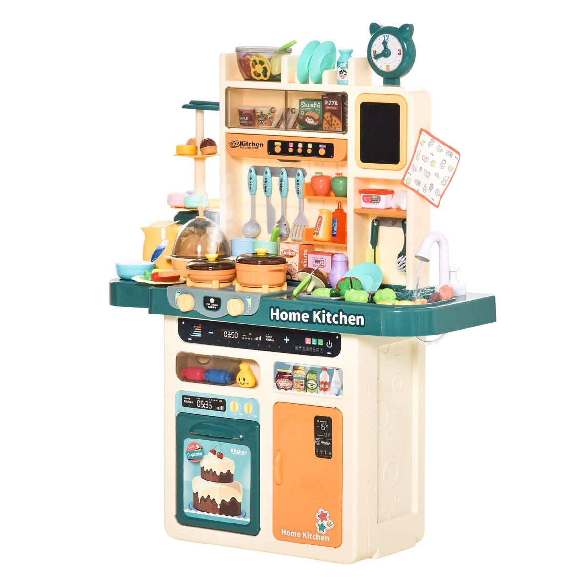 HOMCOM Jouet de cuisine cuisson de cuisine jouets avec 52 accessoires  éducatif tôt développement intellectuel pour bébé enfant de 3 à 6 ans 