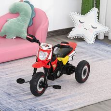 HOMCOM Tricycle enfants moto cross effets musicaux et lumineux coffre rangement rouge