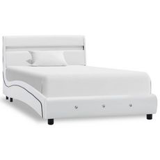 Cadre de lit avec LED Blanc Similicuir 90 x 200 cm