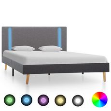 Cadre de lit avec LED Gris clair et gris fonce Tissu 120x200 cm