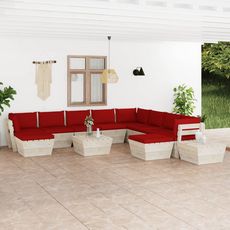 Salon de jardin palette 12 pcs avec coussins Epicea impregne