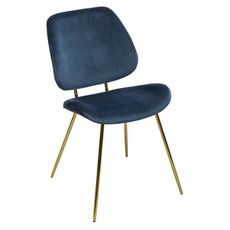 ATMOSPHERA Lot de 2 chaises assise velour pieds métal LAURIE (Bleu)